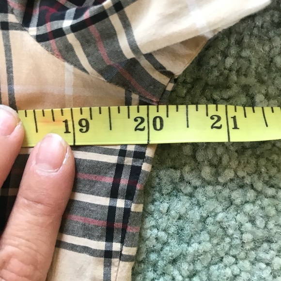 HAROLD’S Brown Tan Red Plaid Shirt, Stretch, Preppy Top, Button Down Shirt - Picture 12 of 15